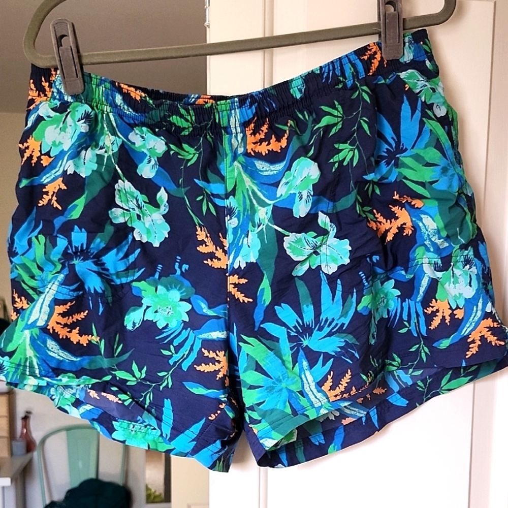 Columbia Blue and Green Athletic Shorts Quick-Dry Elastic Waist